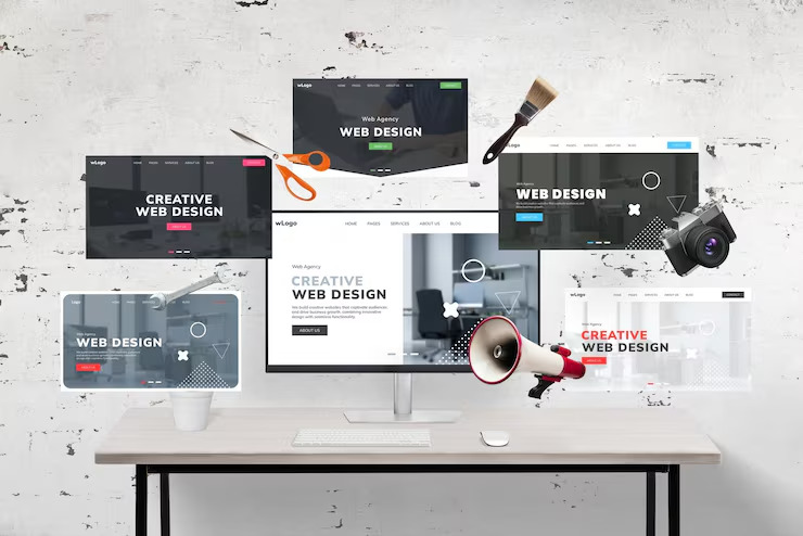 Person using a laptop and smartphone with a virtual search bar overlayed on the image, suggesting internet browsing or comparing SEO vs PPC strategies for online searching.