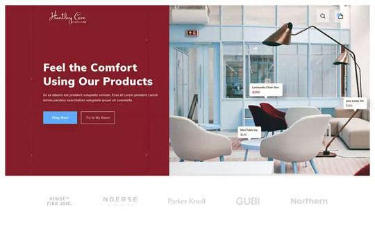 Desktop screenshot of The Dimenna Center homepage showing a wood-paneled concert hall with a string quartet rehearsing on stage and a large circular overlay reading “Rehearse, Record, & Perform.”